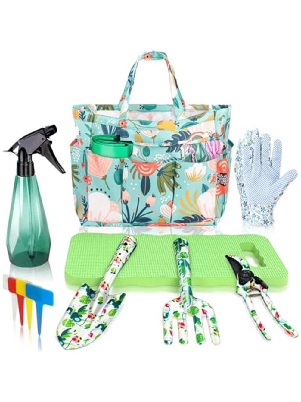 Floral Gardening Tool Set Garden Tote Gloves Apron Pruner Trowel Kneeling Pad